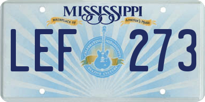 MS license plate LEF273