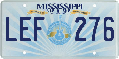 MS license plate LEF276