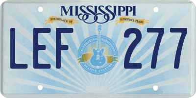 MS license plate LEF277