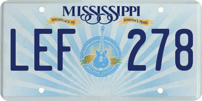 MS license plate LEF278