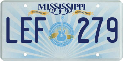 MS license plate LEF279