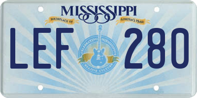 MS license plate LEF280