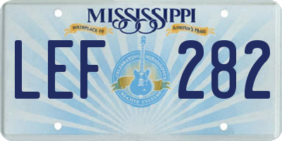 MS license plate LEF282