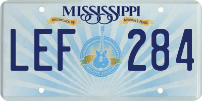 MS license plate LEF284