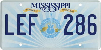 MS license plate LEF286