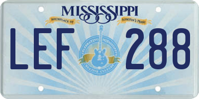 MS license plate LEF288