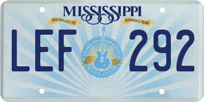 MS license plate LEF292