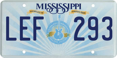 MS license plate LEF293