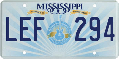 MS license plate LEF294