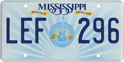 MS license plate LEF296
