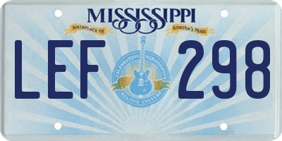 MS license plate LEF298