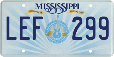 MS license plate LEF299