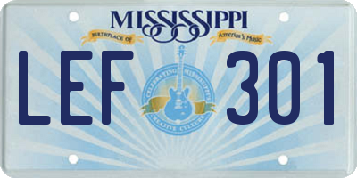 MS license plate LEF301