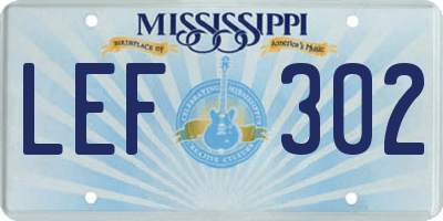 MS license plate LEF302