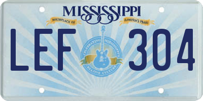 MS license plate LEF304