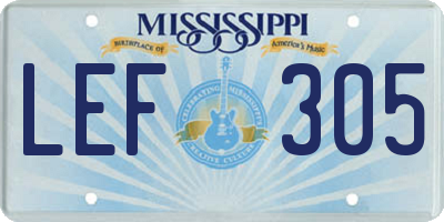 MS license plate LEF305