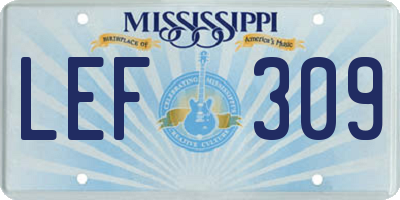 MS license plate LEF309