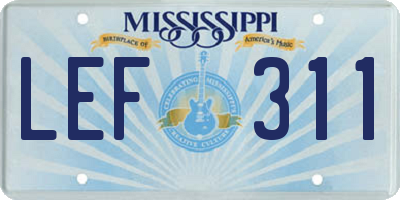 MS license plate LEF311