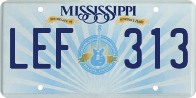 MS license plate LEF313