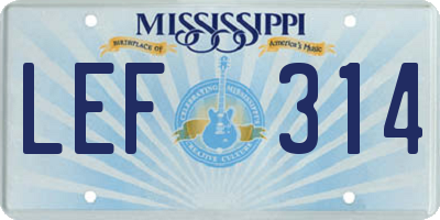 MS license plate LEF314