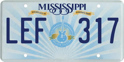 MS license plate LEF317