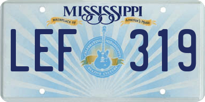 MS license plate LEF319