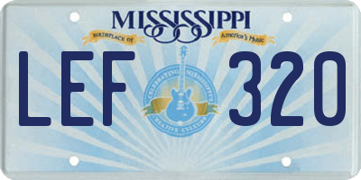 MS license plate LEF320