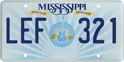 MS license plate LEF321