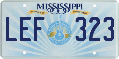 MS license plate LEF323