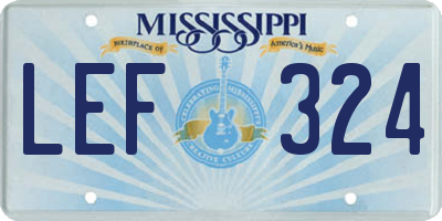MS license plate LEF324