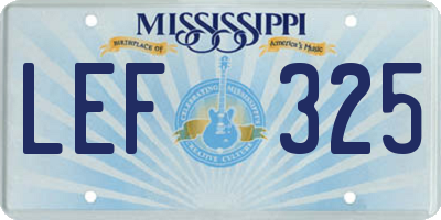MS license plate LEF325