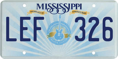 MS license plate LEF326