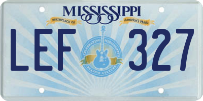 MS license plate LEF327