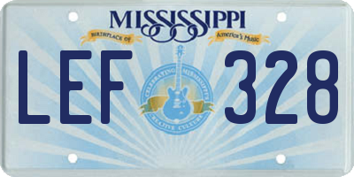 MS license plate LEF328