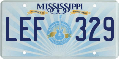 MS license plate LEF329