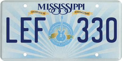 MS license plate LEF330