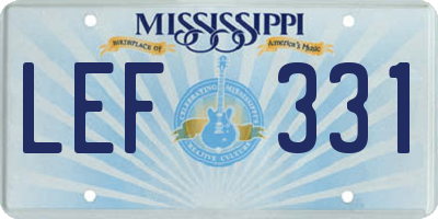 MS license plate LEF331