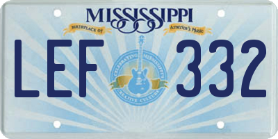 MS license plate LEF332