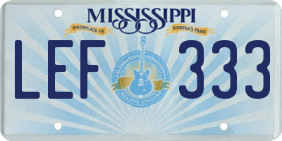 MS license plate LEF333