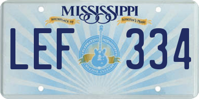 MS license plate LEF334