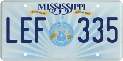 MS license plate LEF335