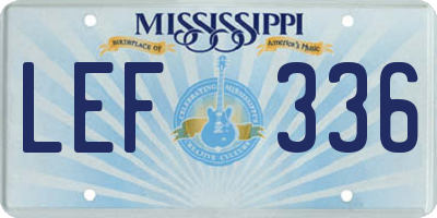 MS license plate LEF336