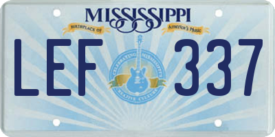 MS license plate LEF337