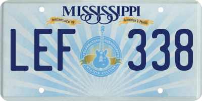 MS license plate LEF338