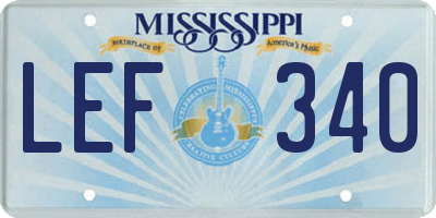 MS license plate LEF340