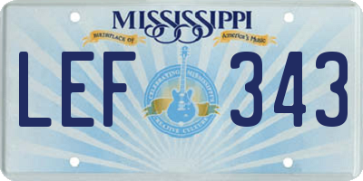 MS license plate LEF343