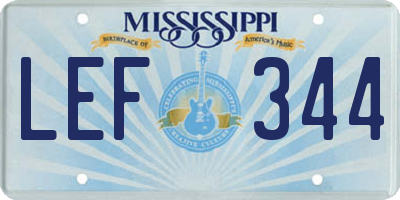 MS license plate LEF344