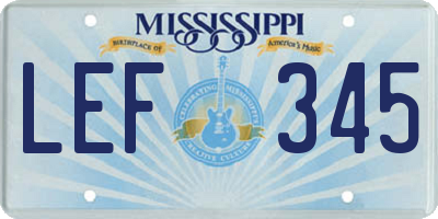 MS license plate LEF345