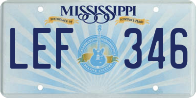 MS license plate LEF346