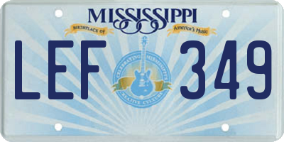 MS license plate LEF349